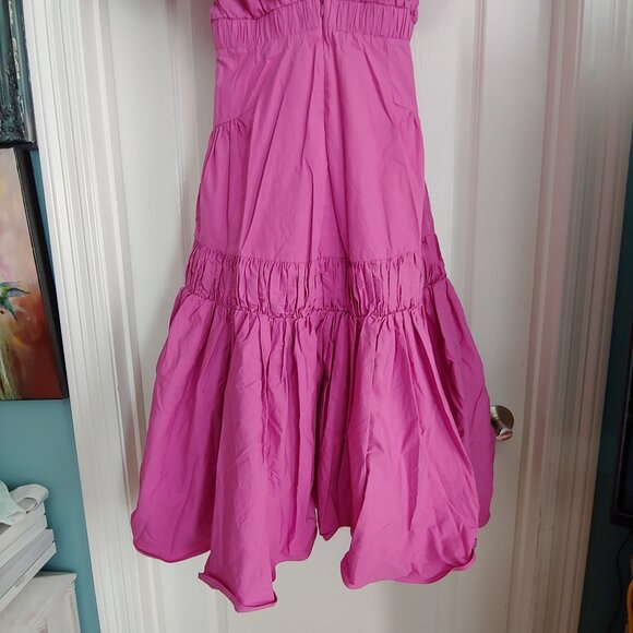 Silvia Tcherassi Fuchsia Designer Garden Party Resort Wear Tiered Chic Dress M - Picture 12 of 15